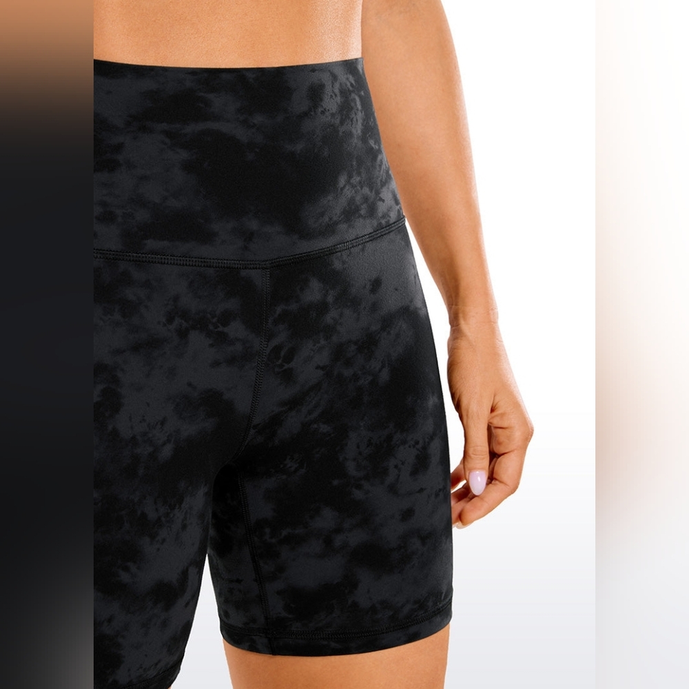 6" Black Tie Dye Smoke Yoga Shorts